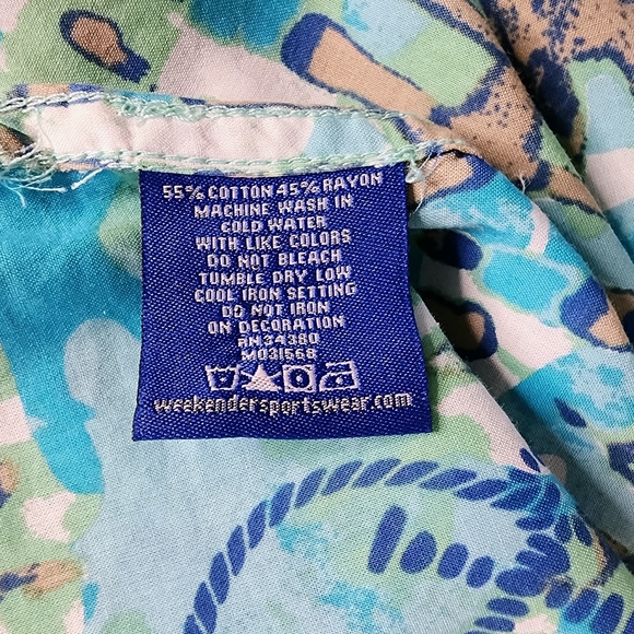 Weekender Batik Print Casual Button Down Shirt w Anchors Size XXL Short Sleeve - Picture 11 of 11